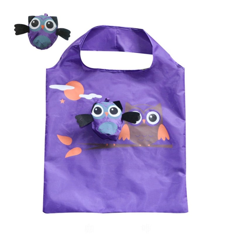 Moolecole 7pcs Cute Owl Portable Shopping Bag Foldable Grocery Folding Bags (Random Color) - Image 4